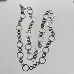 Chico’s Alternating Endless Circle Hoop Link Silver Tone Chain Necklace